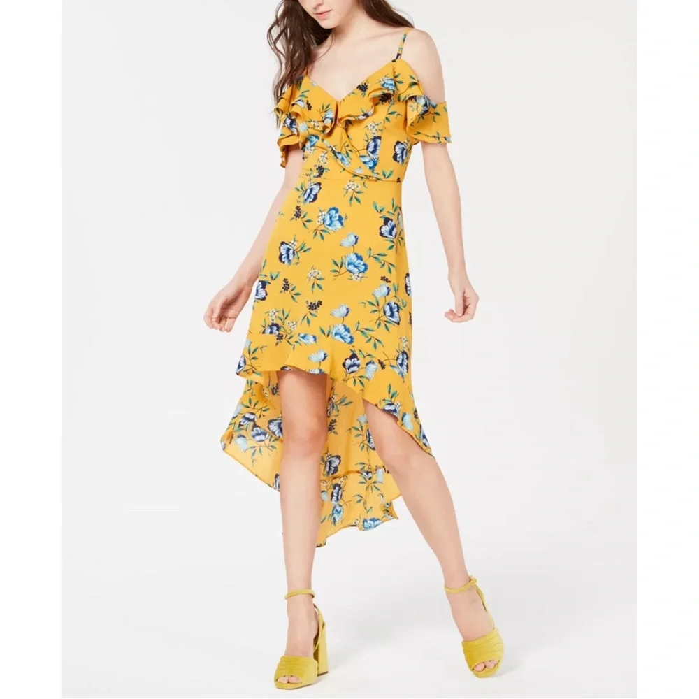 Marigold Printed Ruffle High-Low Dress - Picture 1 of 8